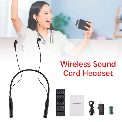 Scheda audio wireless, cuffie con archetto da collo e auricolari per streaming live per telefono, PC e TV