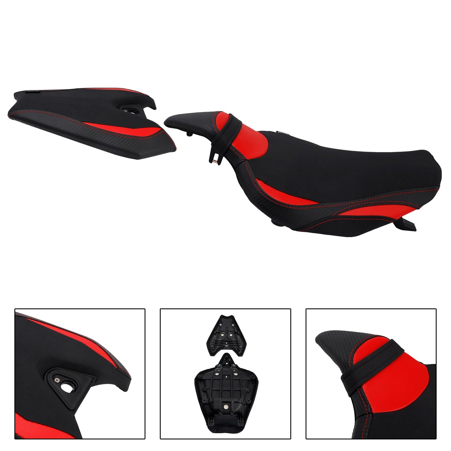 Kit cuscini passeggero anteriore e posteriore Raider per Kawasaki Z1000 2014-2025 2024, colore rosso