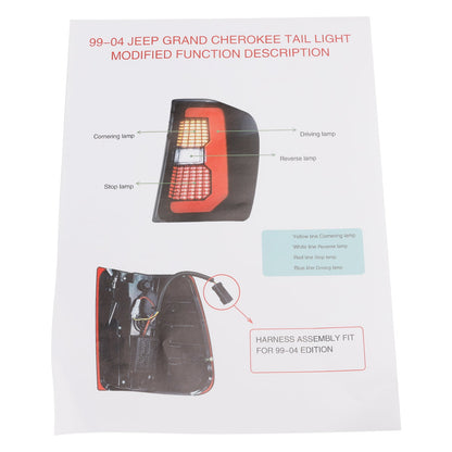 Fanali posteriori dei freni neri fumé Jeep Grand Cherokee 1999-2004 2 pezzi