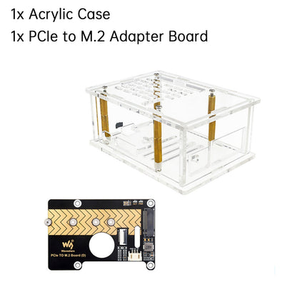 Custodia con adattatore PCI-E per Raspberry Pi5, scheda adattatore PCIe a M.2, radiatore in acrilico