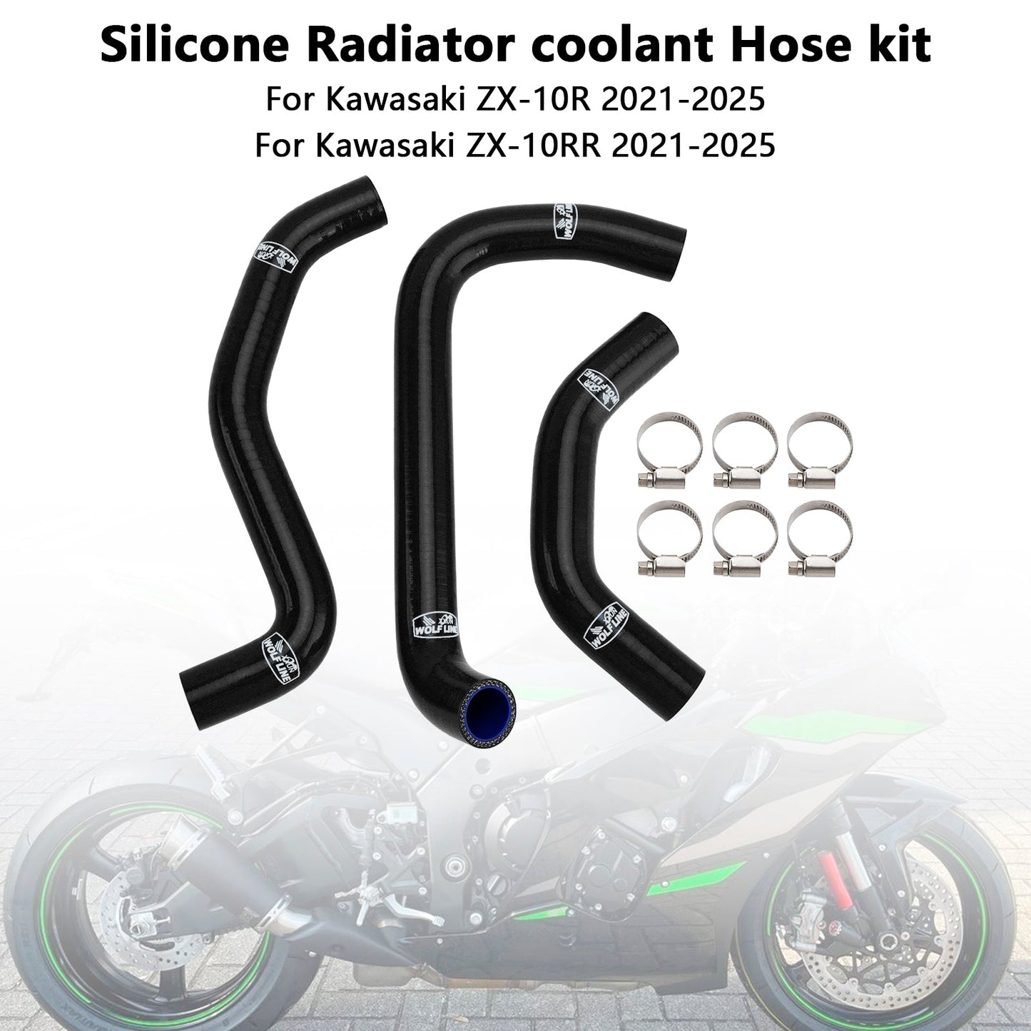Tubo flessibile del liquido di raffreddamento del radiatore in silicone Kawasaki ZX10R ZX-10RR 2021-2025