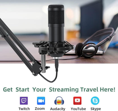 Microfono a condensatore USB BM800 per PC, kit microfono da studio, canto e streaming.
