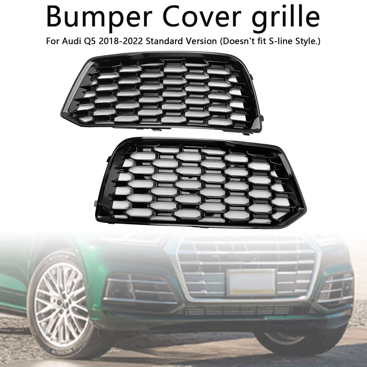 Inserto per cornice griglia griglia copertura paraurti anteriore 2 pezzi per Audi Q5 2018-2022 Mesh