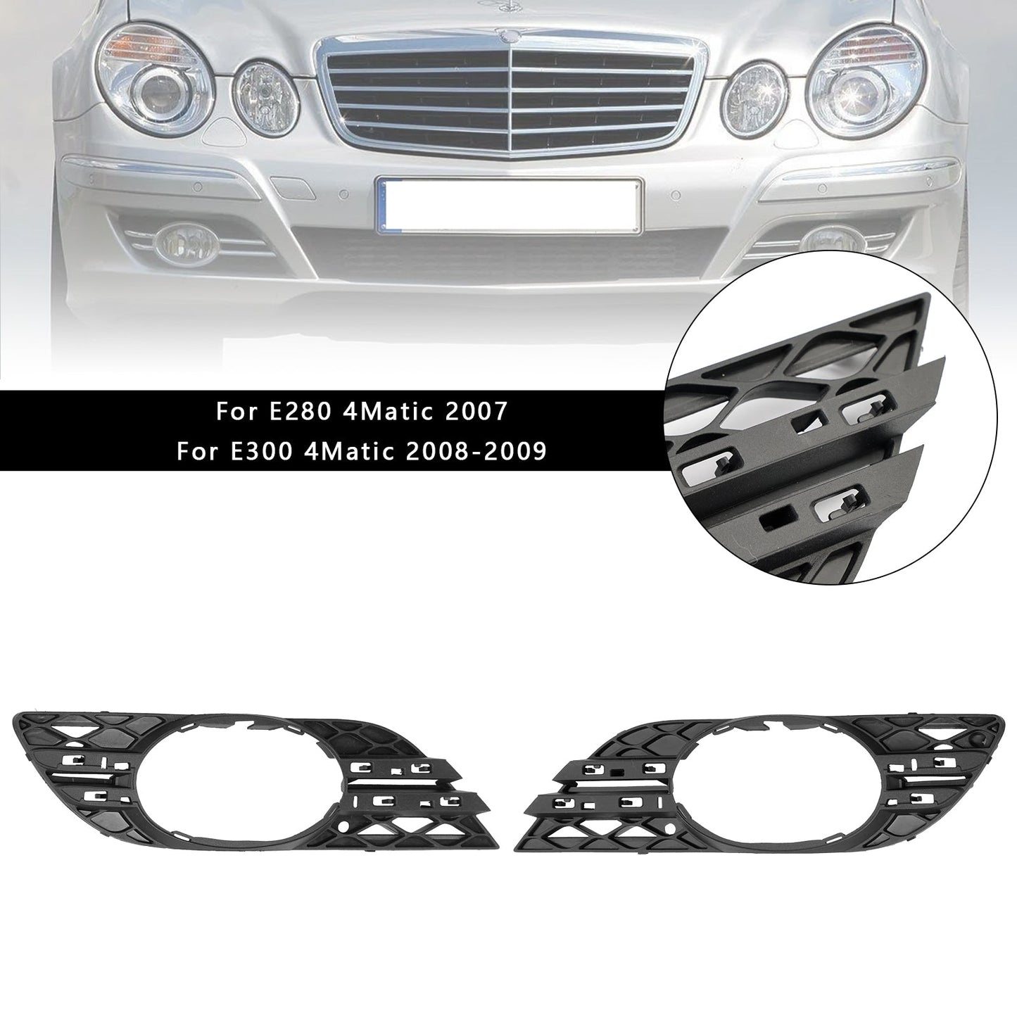 Mercedes Benz Classe E W211 E280 4Matic 2 pezzi Set di finiture per fendinebbia 2118850822 MB1038115