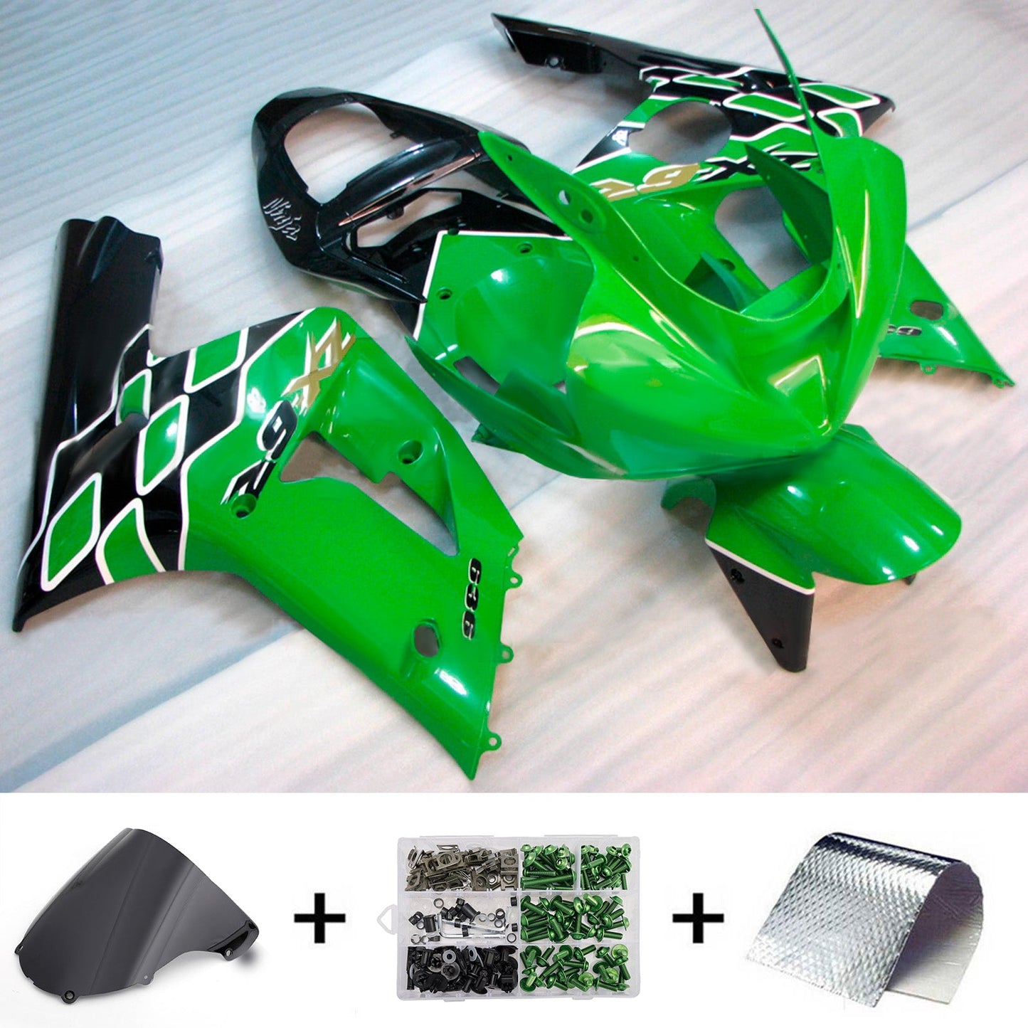 Kit carenatura iniezione in plastica ABS adatto per Kawasaki ZX6R 636 2003-2004