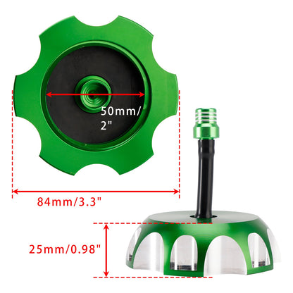 Tappo serbatoio carburante in alluminio con sfiato verde per Kawasaki KX65 KX85 KX100 KX125 2000-2013