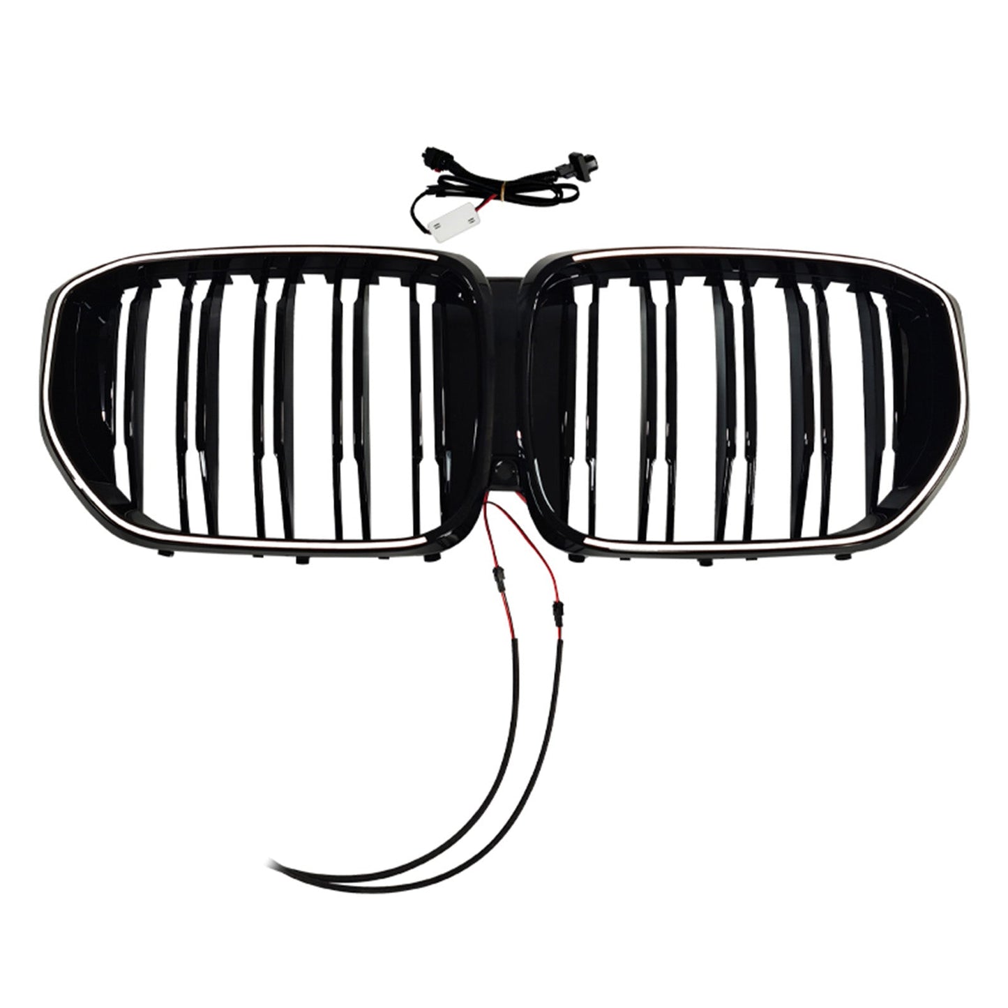 Griglia paraurti anteriore nera a doppia linea con LED per BMW G05 LCI X5 2024+