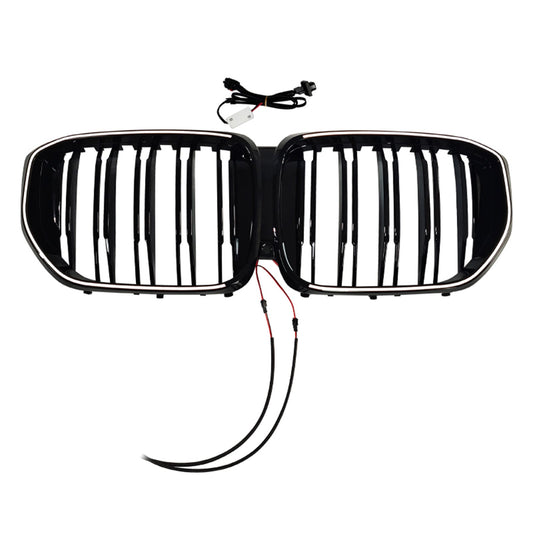 Griglia paraurti anteriore nera a doppia linea con LED per BMW G05 LCI X5 2024+