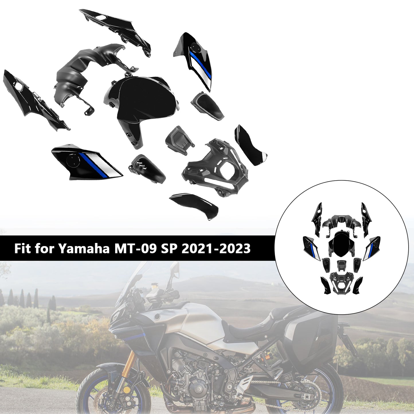 Kit carena carrozzeria iniezione ABS per Yamaha MT-09 / MT-09 SP 2021-2023