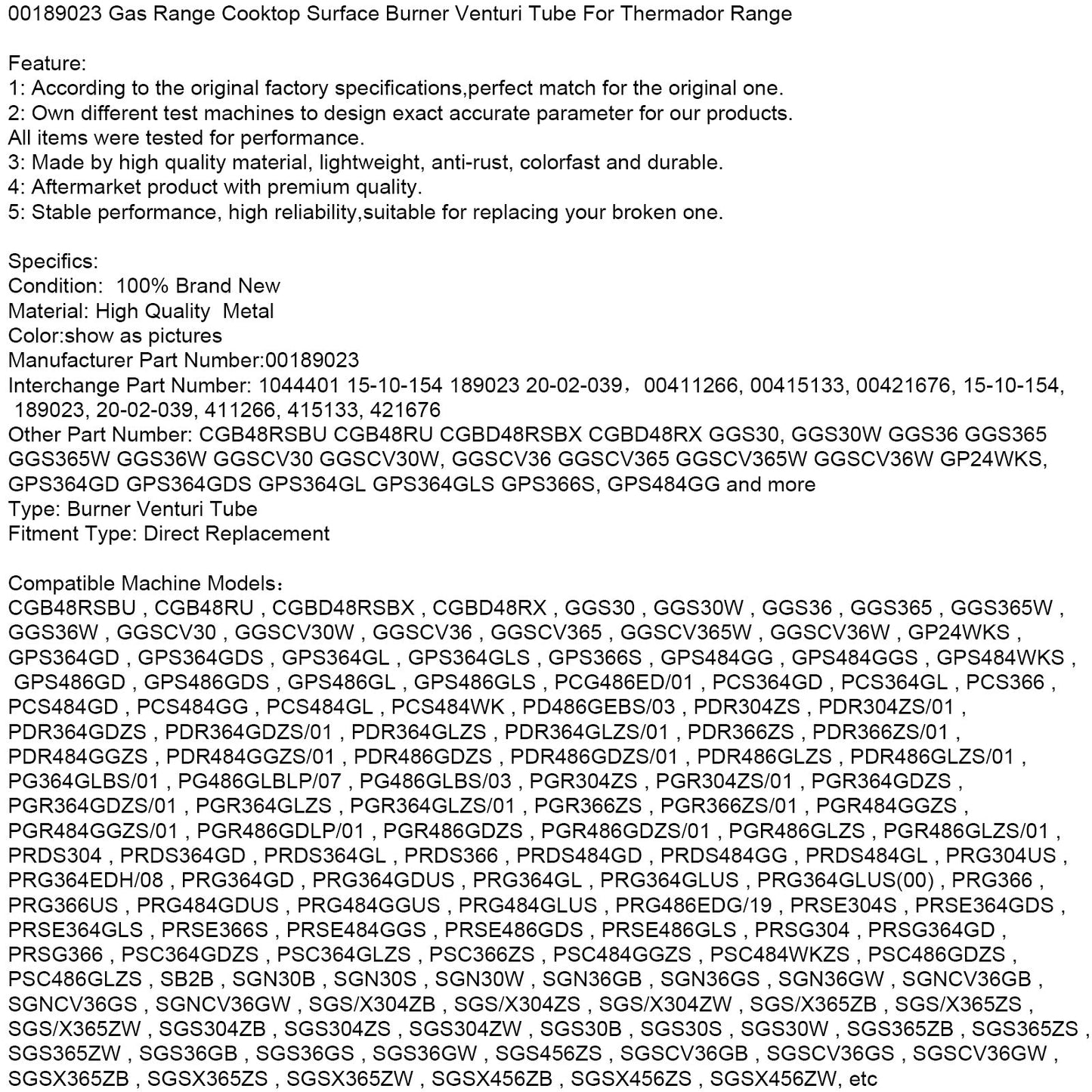 00189023 Bruciatore di superficie per piano cottura a gas per cucina Thermador