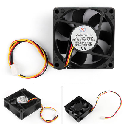 1Pcs DC Brushless Cooling PC Computer Fan 12V 7025B 70x70x25mm 0.2A 3 Pin Wire