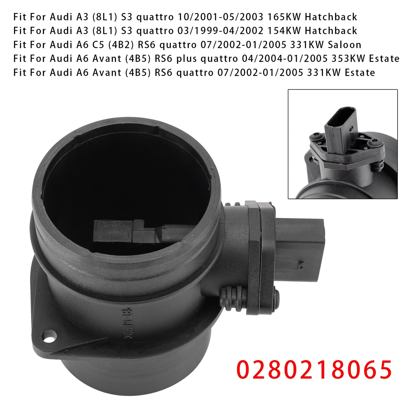 Sensore del flusso d'aria di massa per Audi TT RS6 Avant Leon 0280218065