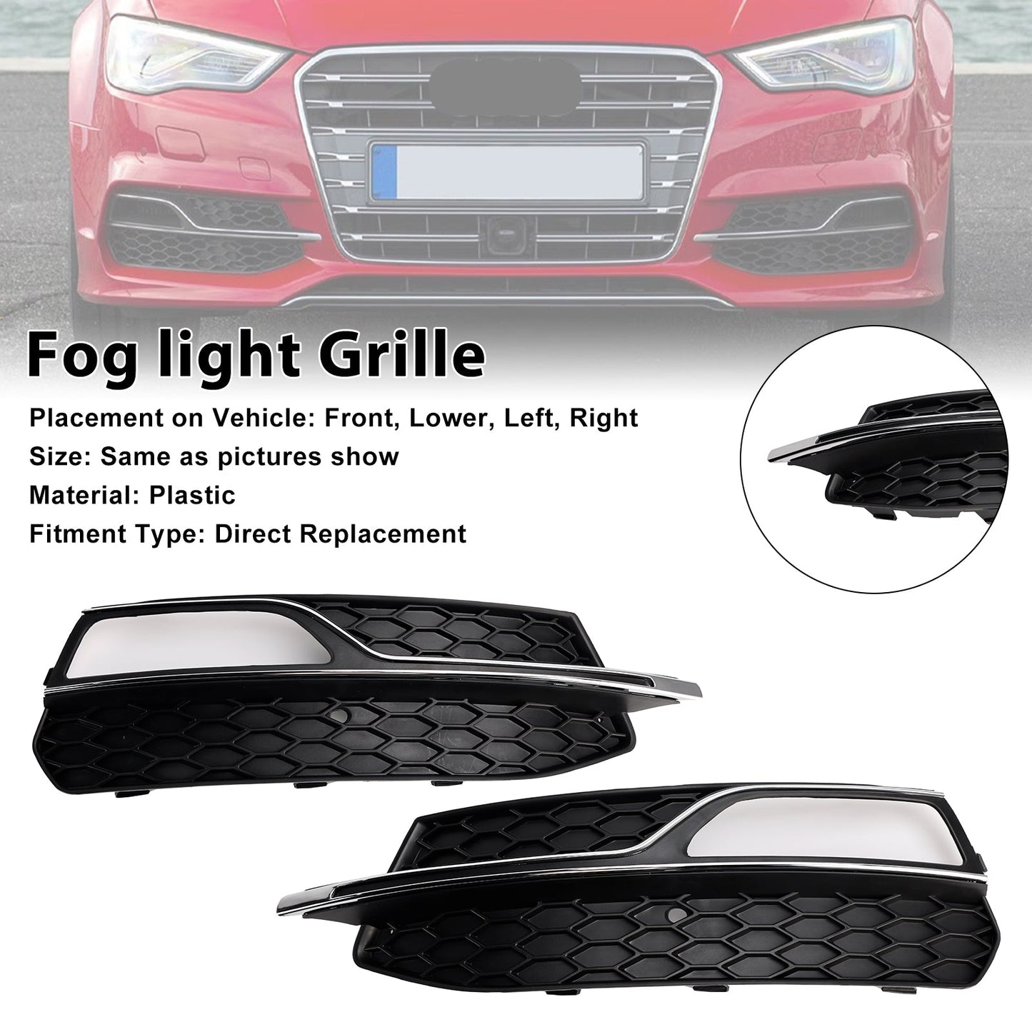 Griglia di copertura fendinebbia paraurti anteriore inferiore AUDI A3 S-Line S3 2013-2016