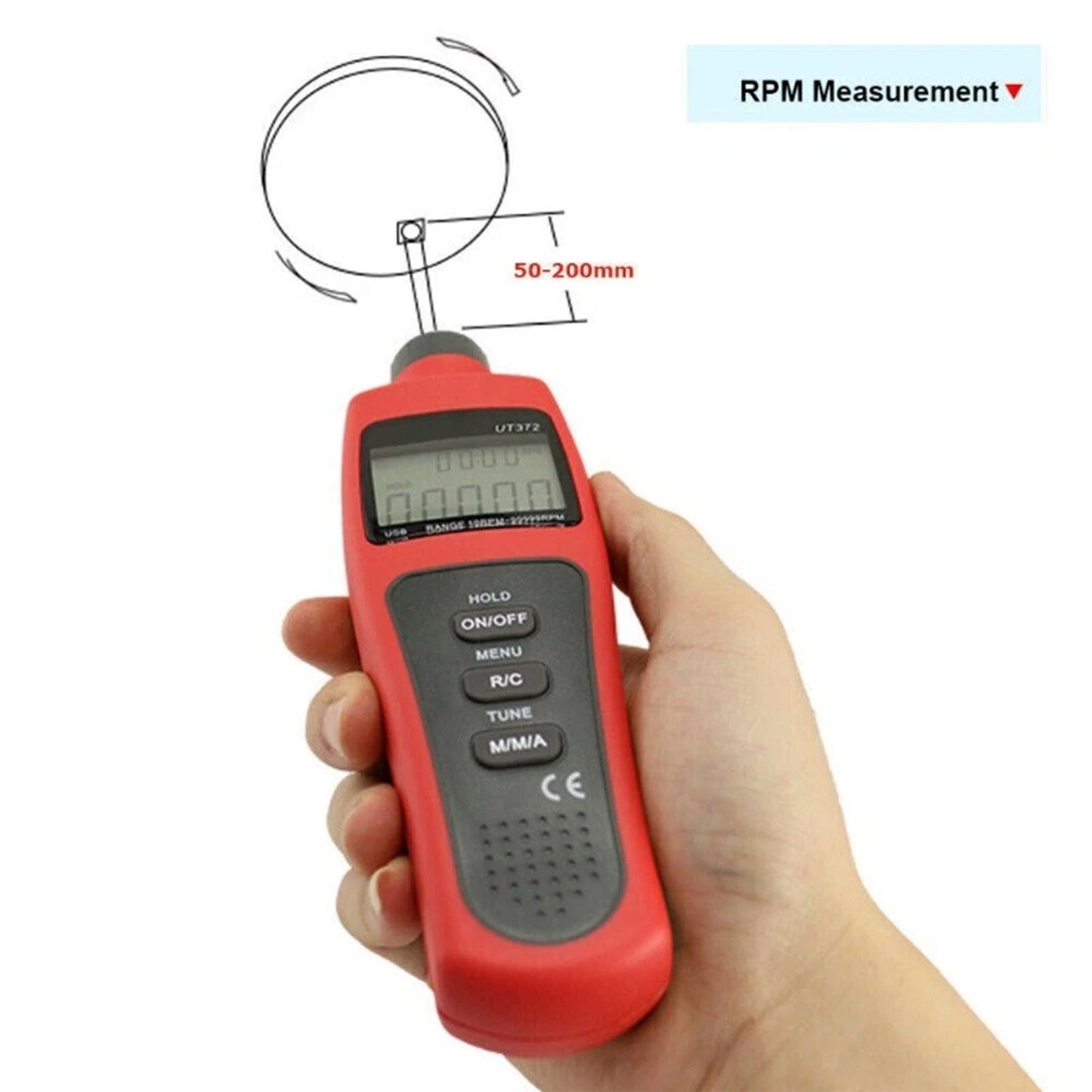 Tachimetro digitale laser senza contatto UT372, misuratore di velocità di rotazione fino a 99999 giri/min.