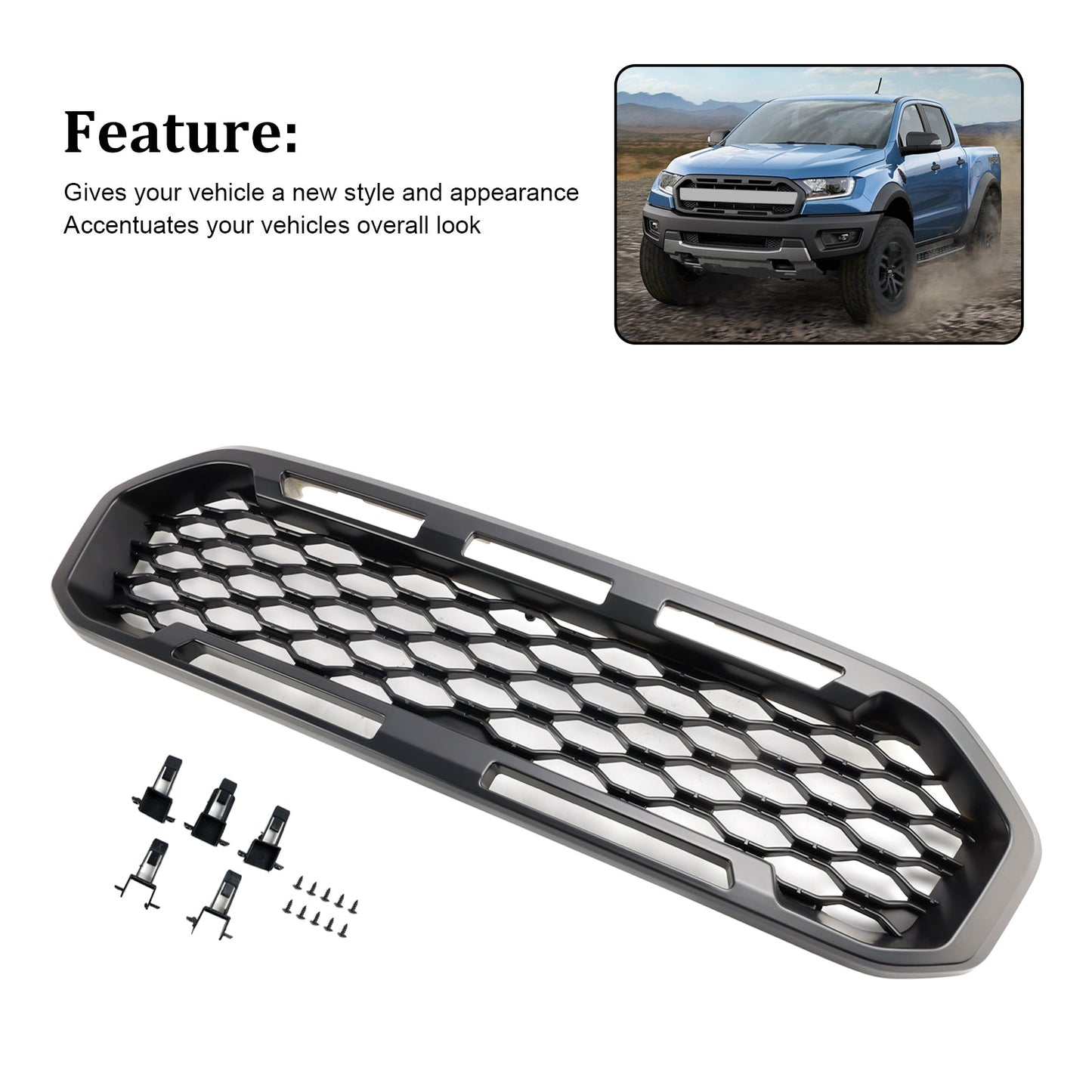 Griglia paraurti anteriore Ford Ranger T8 2019-2023 nera