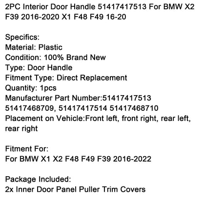 Maniglia interna porta BMW X1 F48 F49 2016-2020 2 pezzi 51417417513