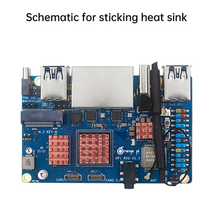 Radiatore Orange Pi RV2 Scheda di sviluppo Dissipatore di calore in rame puro Adesivo Raffreddatore