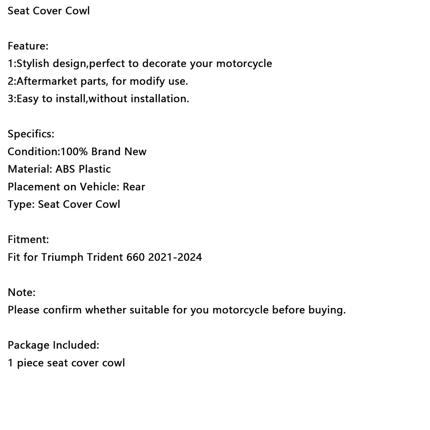 Carenatura del coprisedile posteriore Trident 660 2021-2024