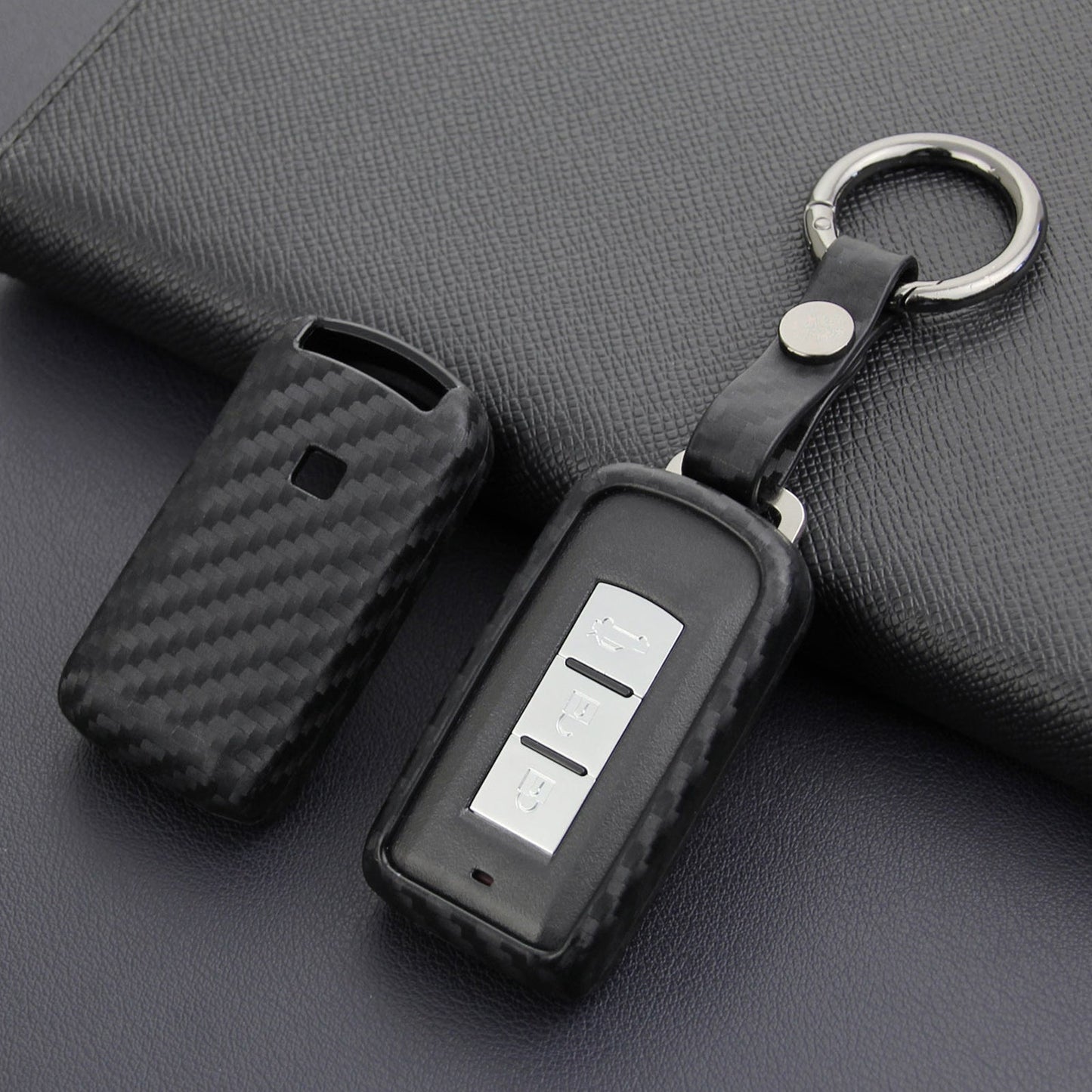 Custodia in similpelle e silicone per chiave auto con fibbia per Mitsubishi