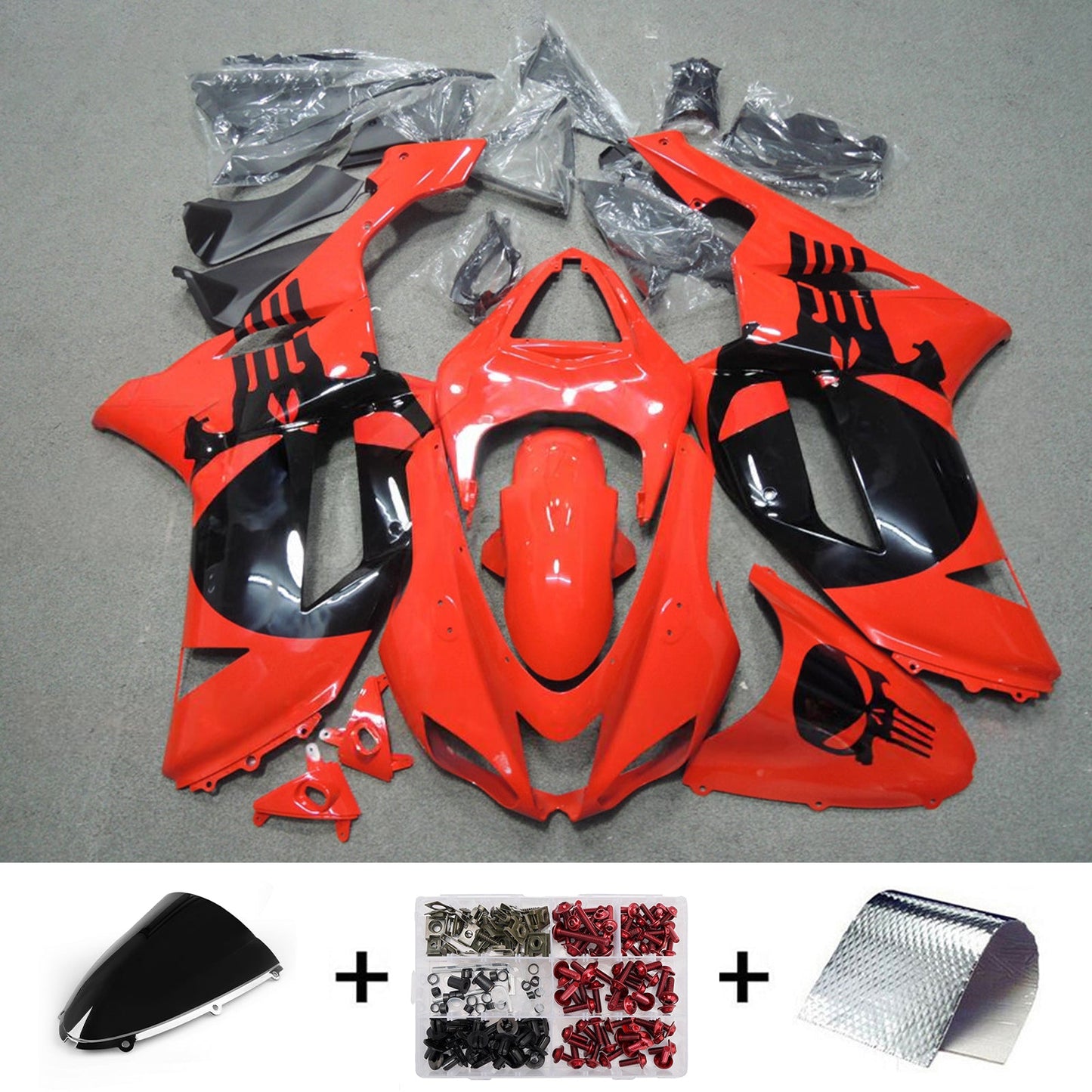 Kit carenatura iniezione in plastica ABS adatto per Kawasaki ZX6R 636 2007-2008