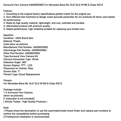 Mercedes-Benz ML GLE GLS W166 Classe E W212 Telecamera Surround View A0009053902