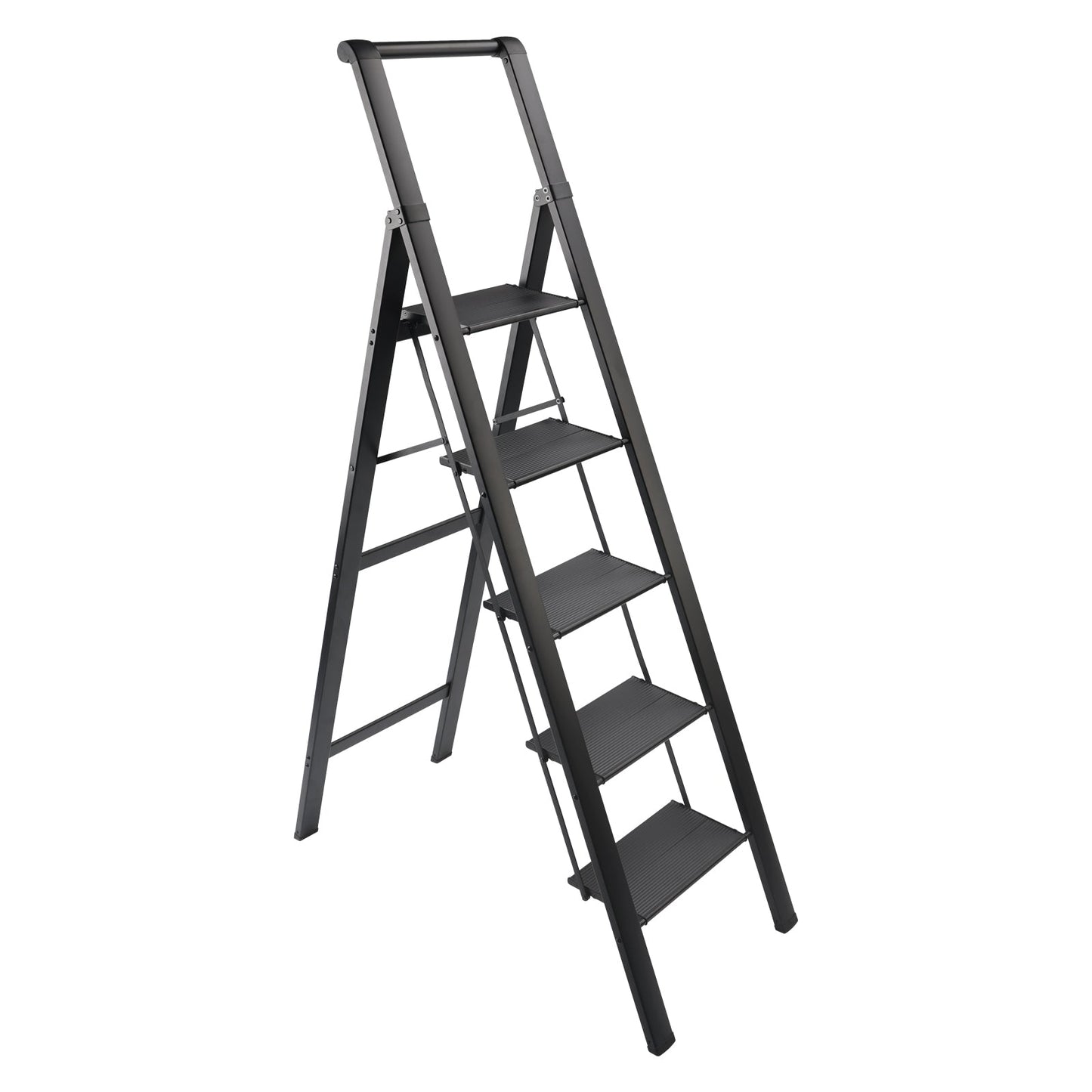 Scala a 5 gradini, sgabello pieghevole, scala in alluminio con pedale antiscivolo