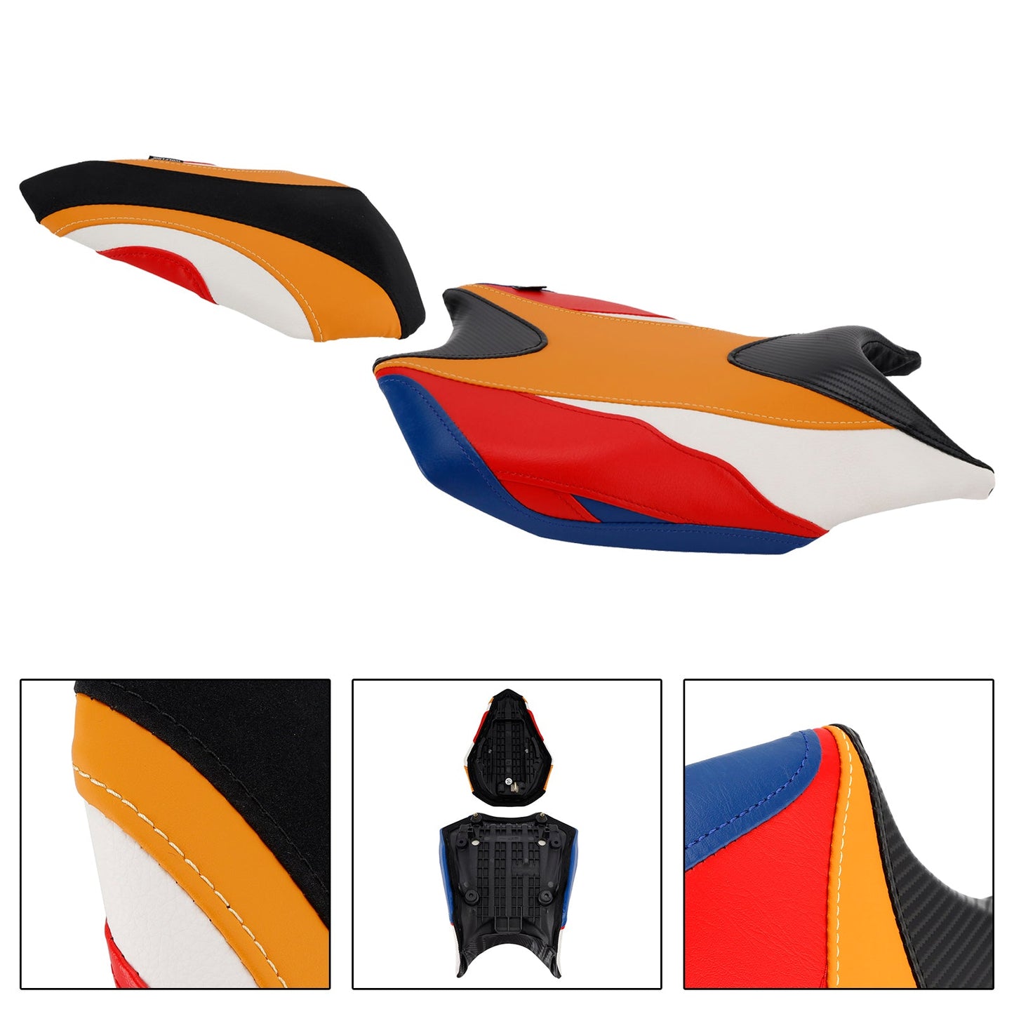 Kit cuscini passeggero anteriore e posteriore Raider per Honda CBR250RR 2017-2024 2023, colore arancione