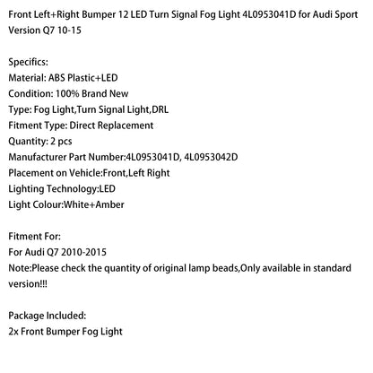 Paraurti anteriore Audi Sport versione Q7 2010-2015 con 12 LED indicatori di direzione fendinebbia