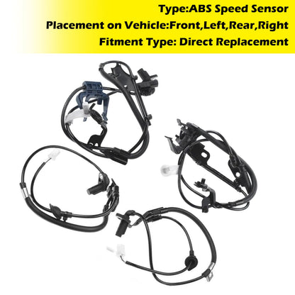 4 sensori di velocità ruota ABS anteriori, posteriori, sinistri e destri per Toyota Venza 2009-2016