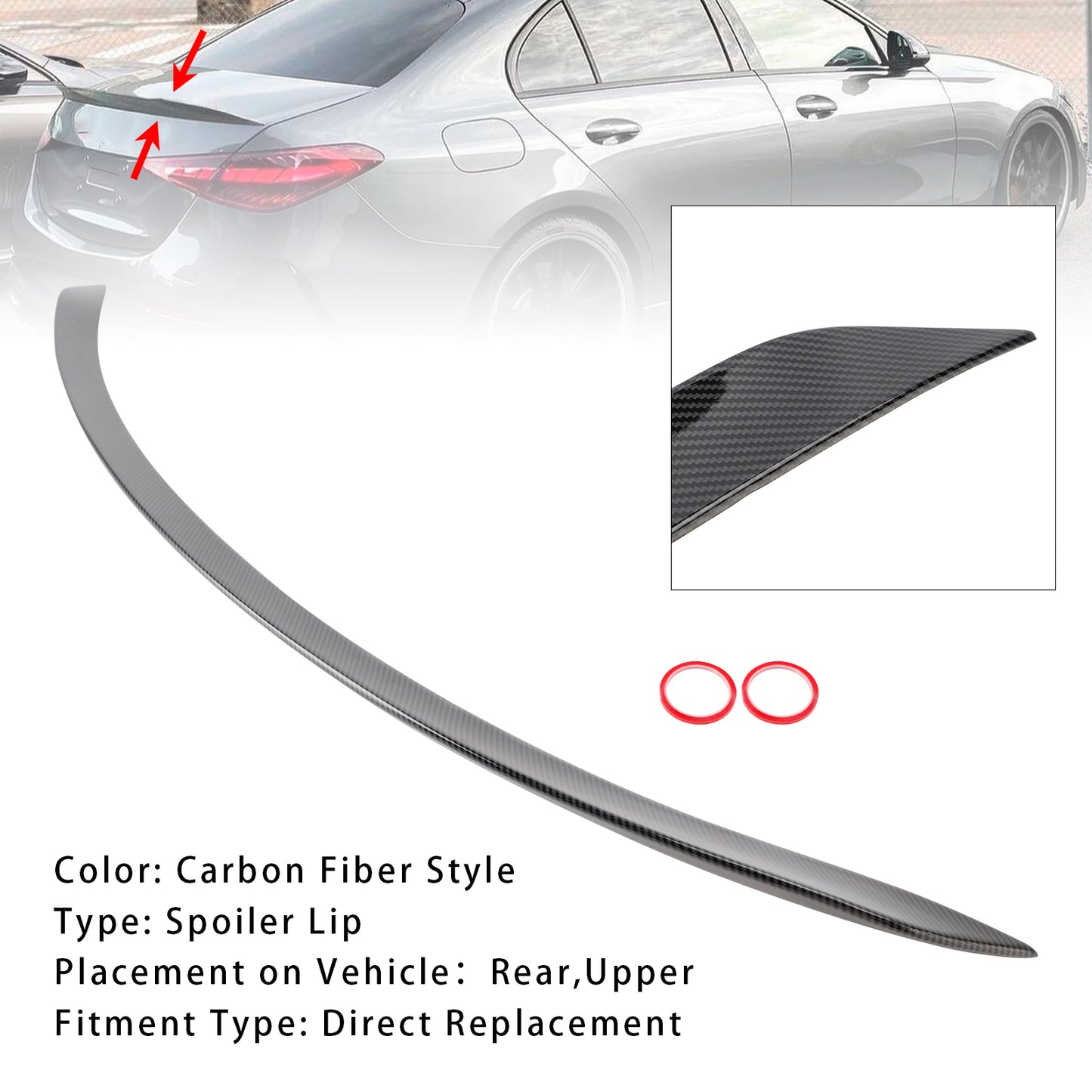 Spoiler posteriore in fibra di carbonio per Mercedes C Classe W206 4 Porta Berlina 2022-2024