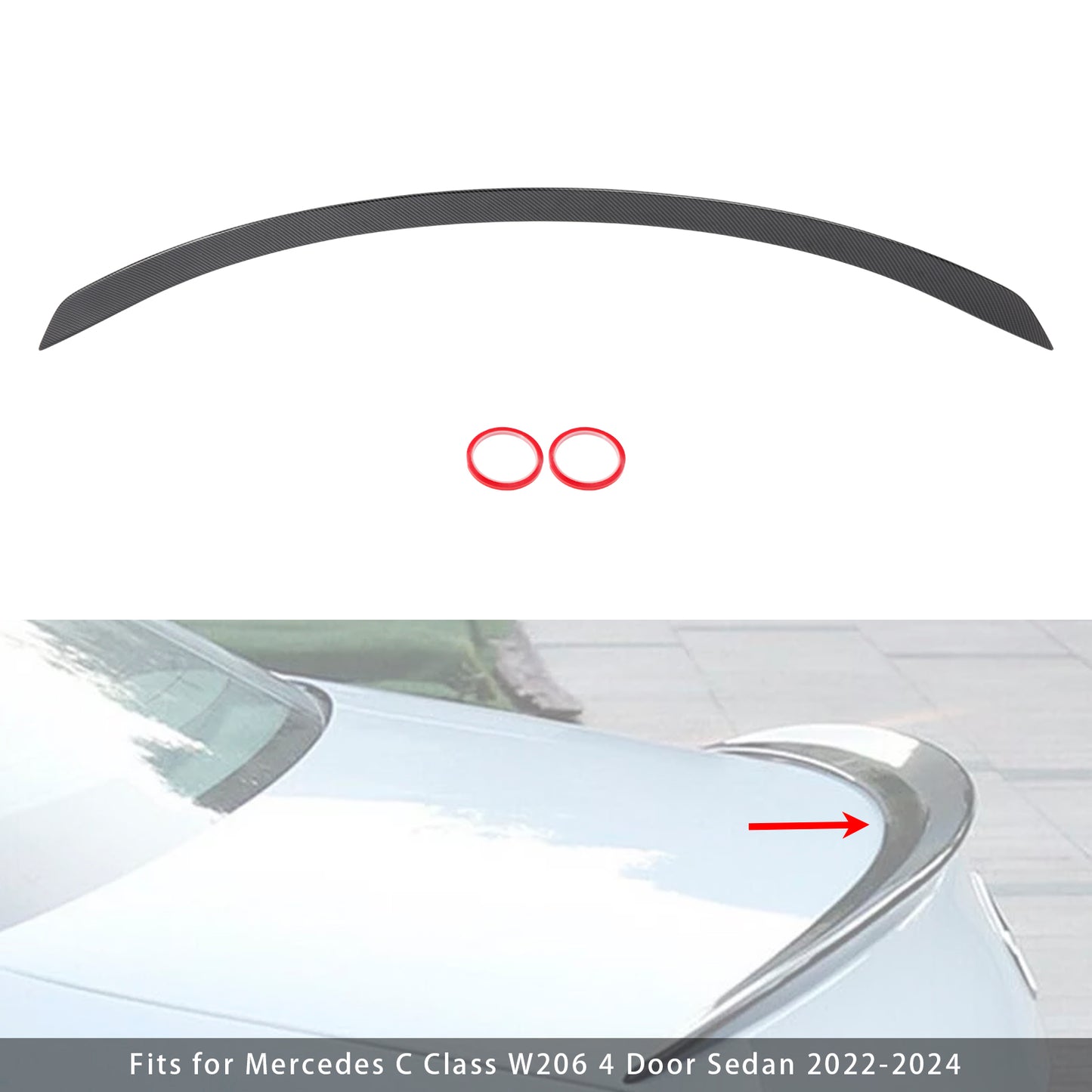 Spoiler posteriore in fibra di carbonio per Mercedes C Classe W206 4 Porta Berlina 2022-2024