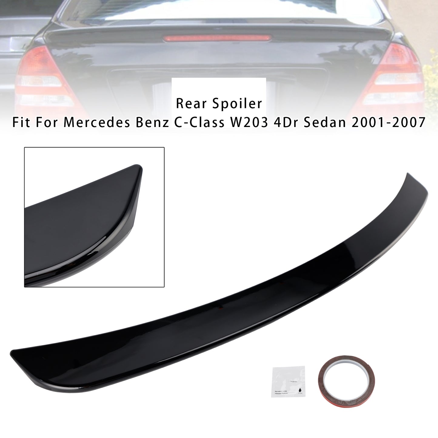 Spoiler posteriore nero lucido Mercedes-Benz Classe C W203 Berlina 2001-2007