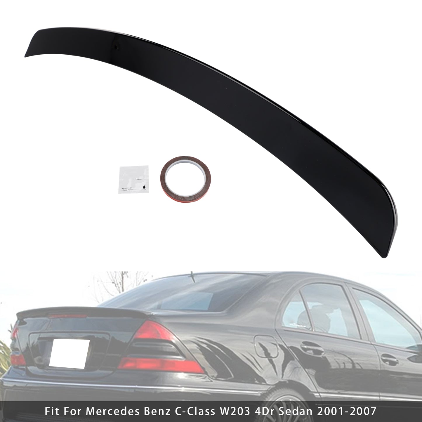 Spoiler posteriore nero lucido Mercedes-Benz Classe C W203 Berlina 2001-2007