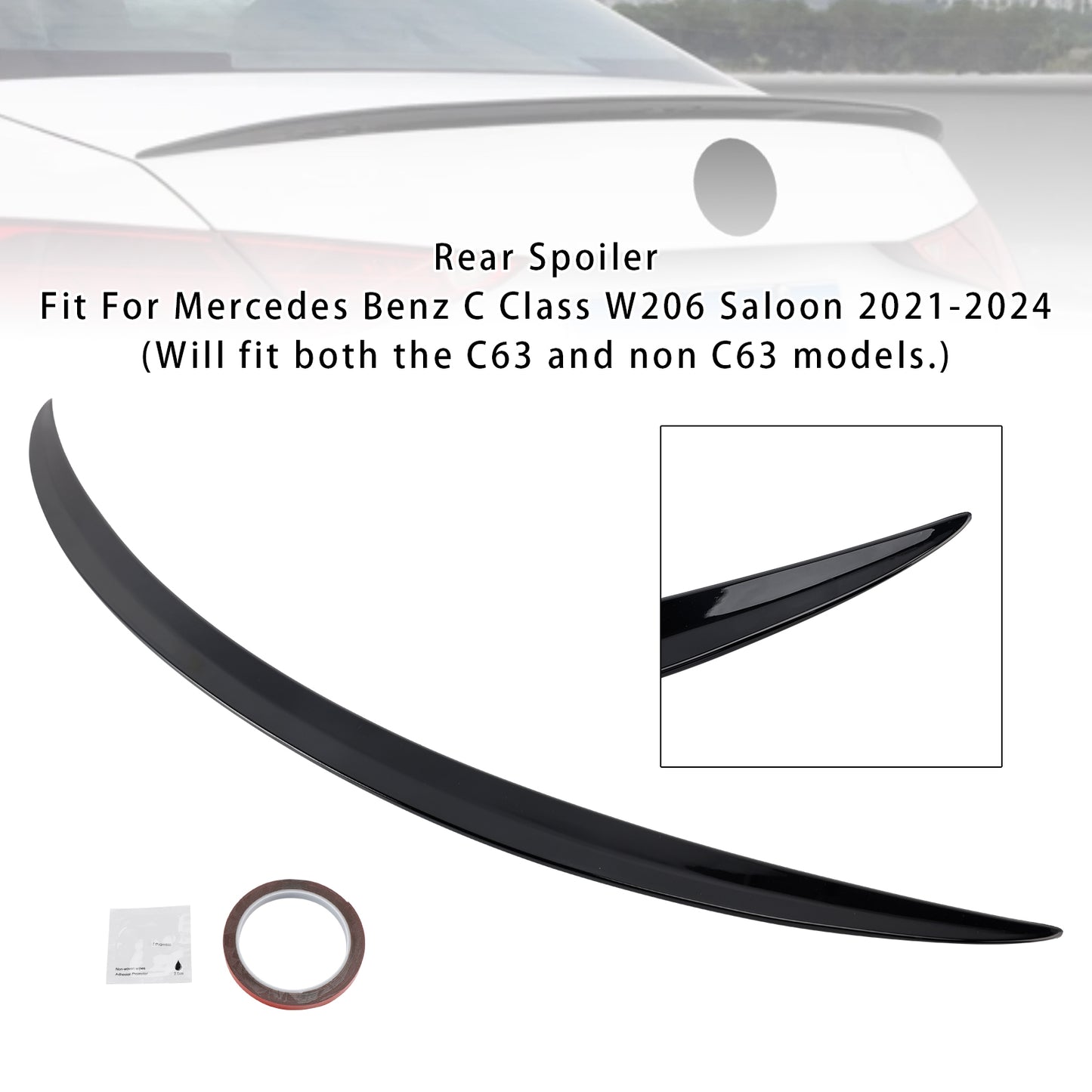 Spoiler posteriore nero lucido C63 Style Mercedes-Benz Classe C W206 2021-2024