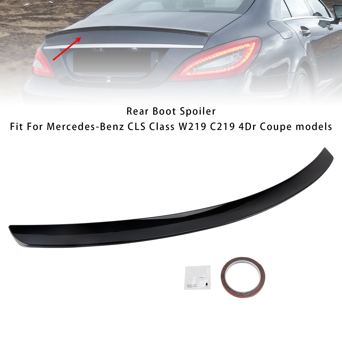 Spoiler posteriore nero lucido Mercedes-Benz Classe CLS W219 CLS63 Style 2005-2010