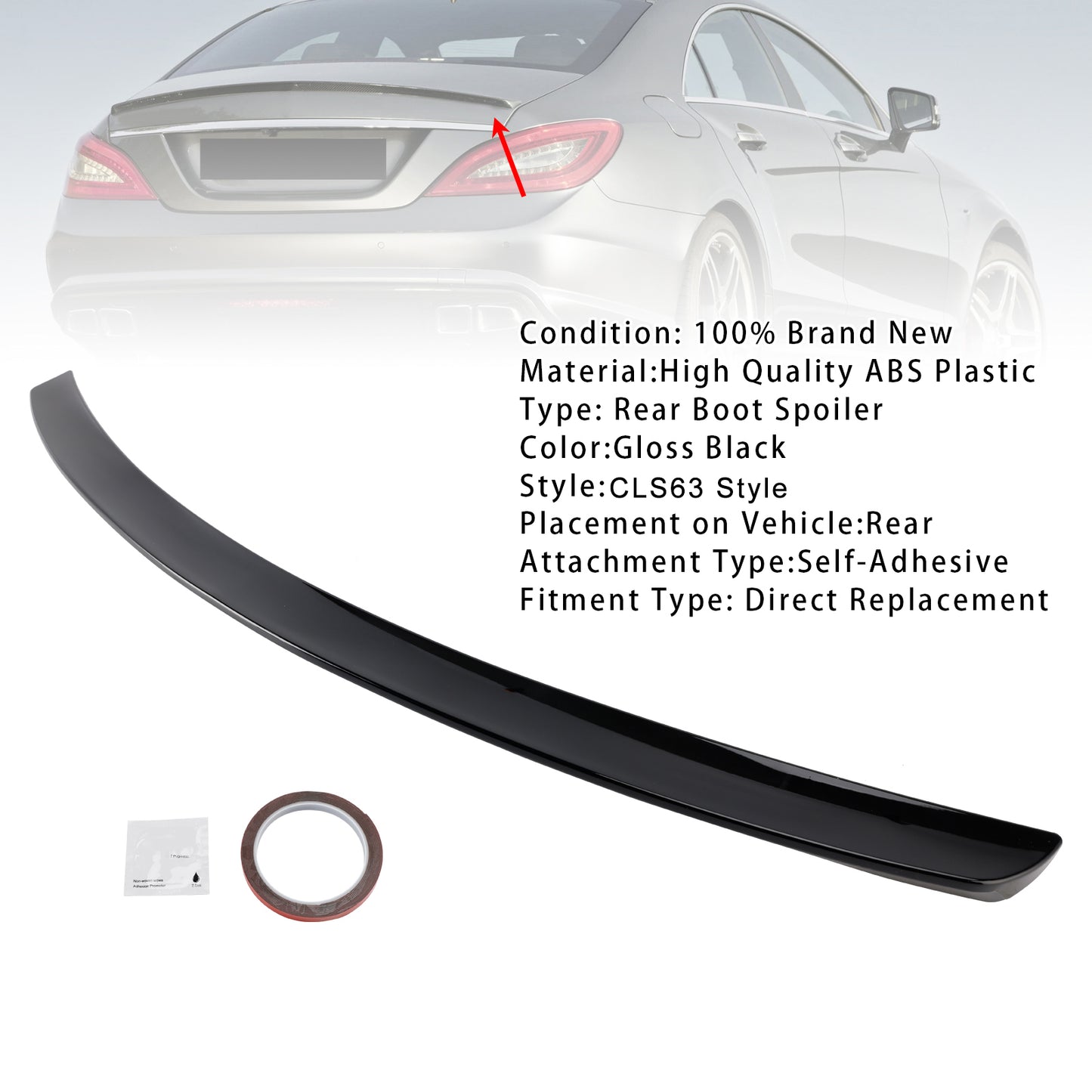 Spoiler posteriore nero lucido Mercedes-Benz Classe CLS W219 CLS63 Style 2005-2010