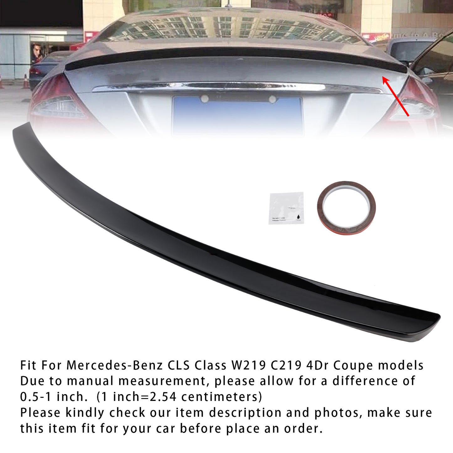 Spoiler posteriore nero lucido Mercedes-Benz Classe CLS W219 CLS63 Style 2005-2010