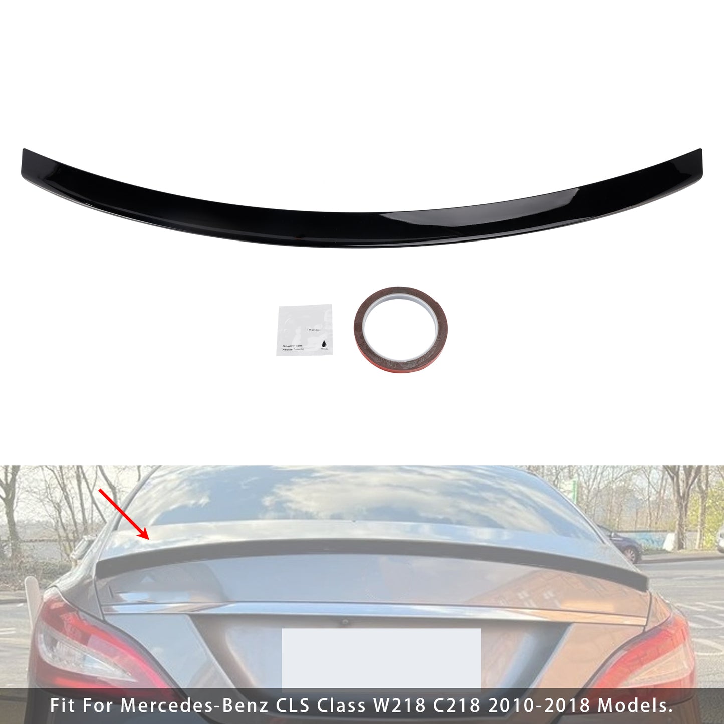 Spoiler posteriore per bagagliaio Mercedes-Benz Classe CLS W218 C218 2010-2018 nero lucido