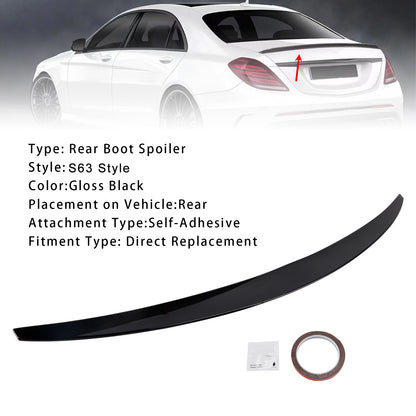 Spoiler posteriore per bagagliaio Mercedes-Benz Classe S W222 2014-2020 nero lucido