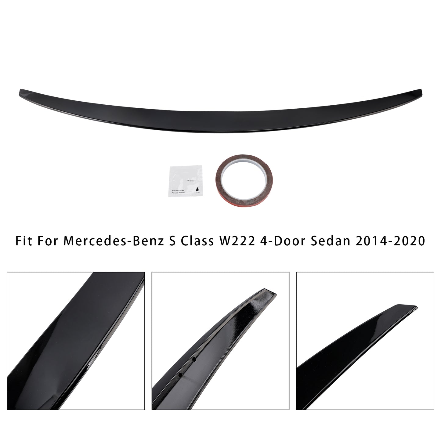 Spoiler posteriore per bagagliaio Mercedes-Benz Classe S W222 2014-2020 nero lucido