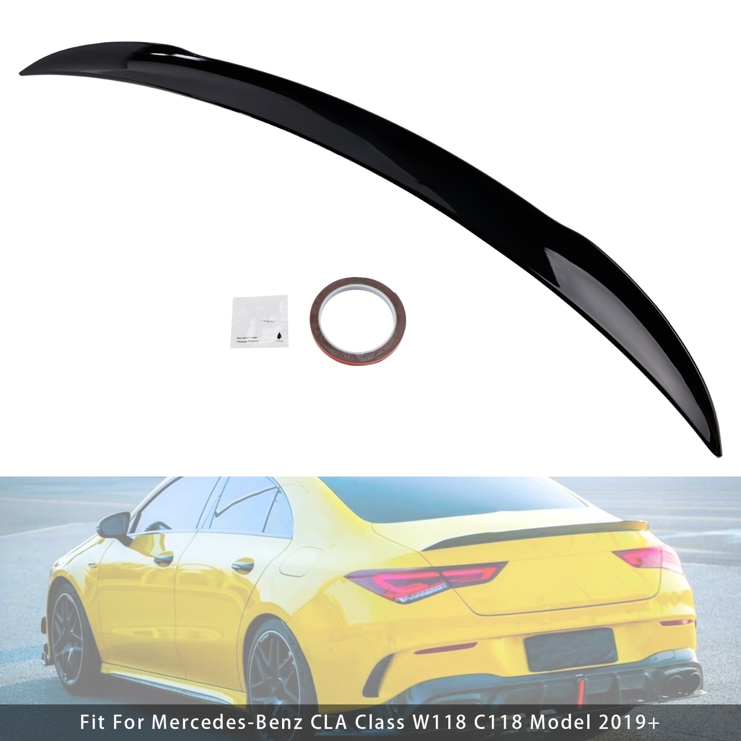 Spoiler posteriore per bagagliaio Mercedes-Benz CLA-Class W118 C118 2019+ nero lucido
