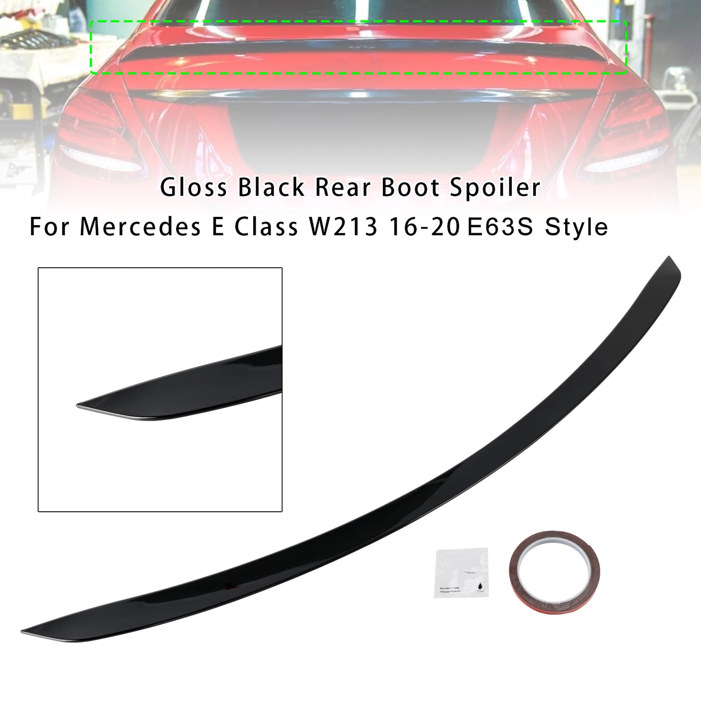 Spoiler posteriore nero lucido Mercedes Classe E W213 E63S Style 2016-2020