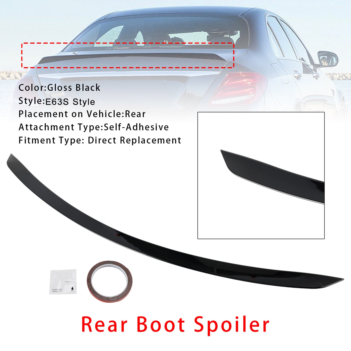 Spoiler posteriore nero lucido Mercedes Classe E W213 E63S Style 2016-2020