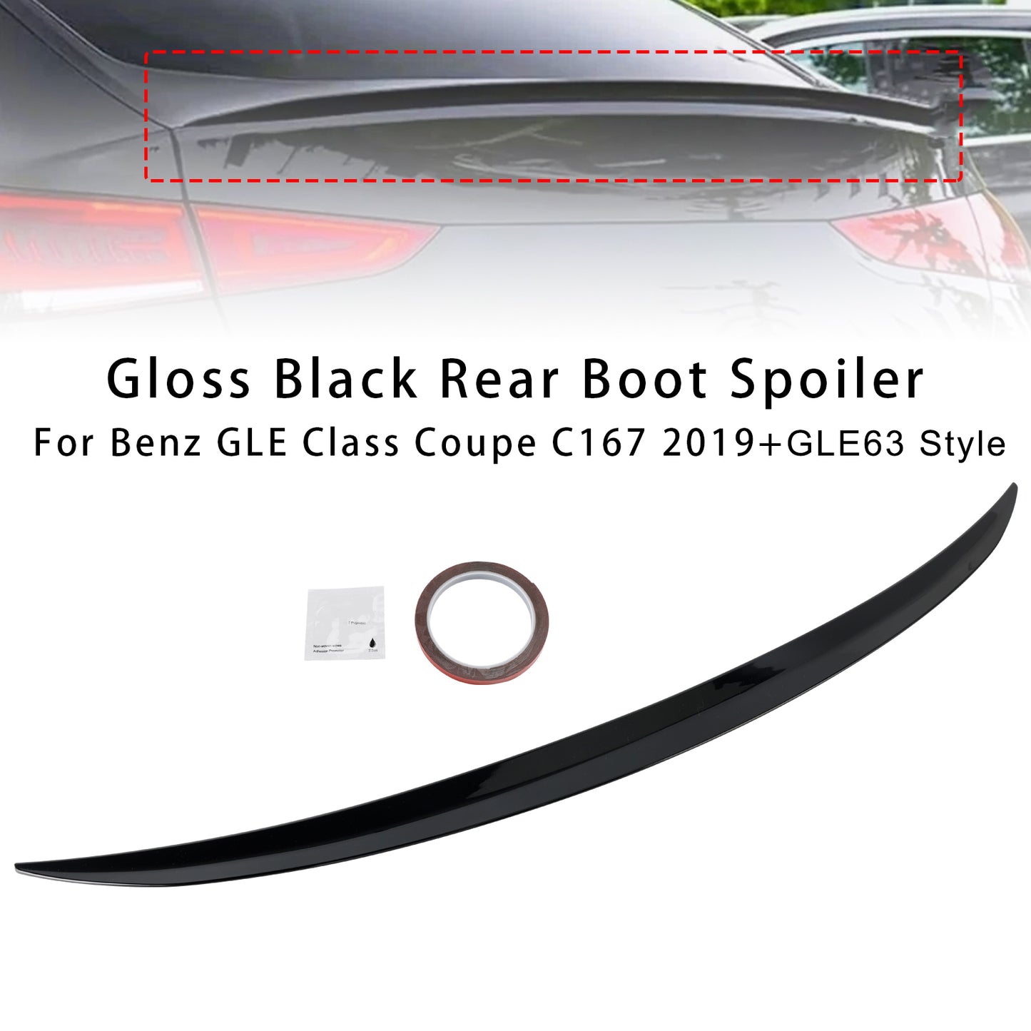 Spoiler posteriore nero lucido per Mercedes GLE Class Coupé C167 GLE63 Style 2019+