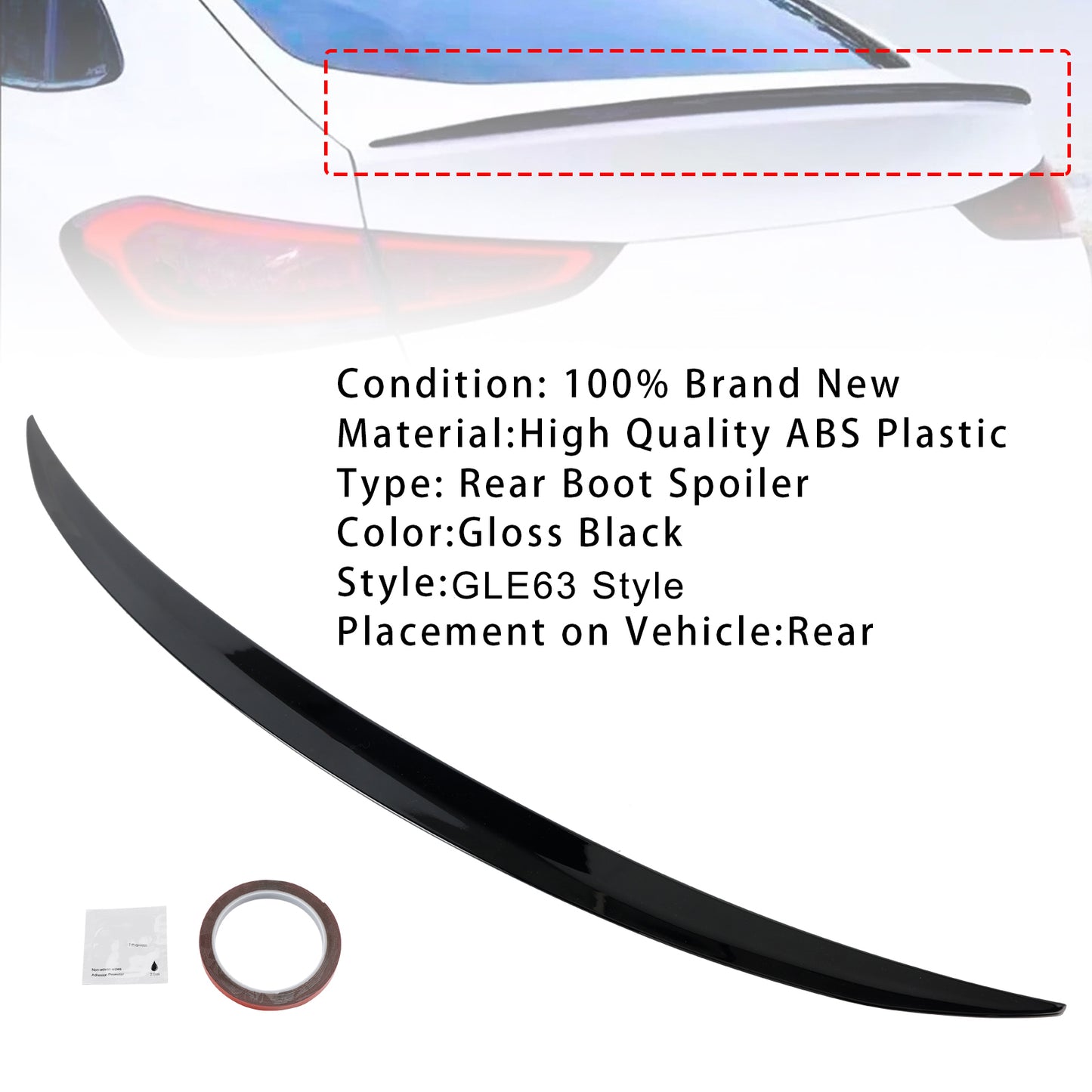 Spoiler posteriore nero lucido per Mercedes GLE Class Coupé C167 GLE63 Style 2019+