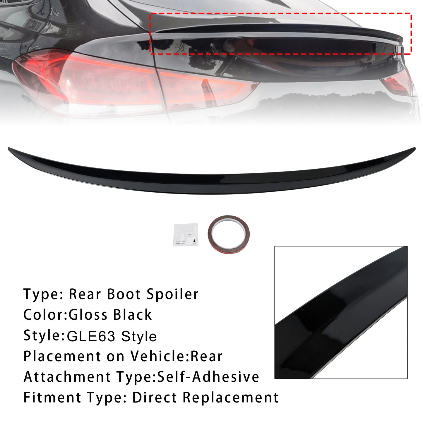 Spoiler posteriore nero lucido per Mercedes GLE Class Coupé C167 GLE63 Style 2019+