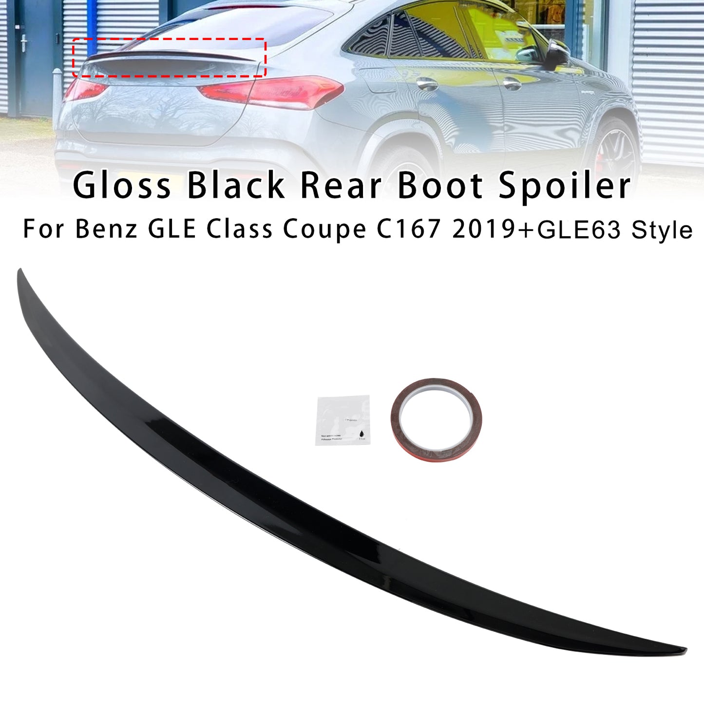 Spoiler posteriore nero lucido per Mercedes GLE Class Coupé C167 GLE63 Style 2019+