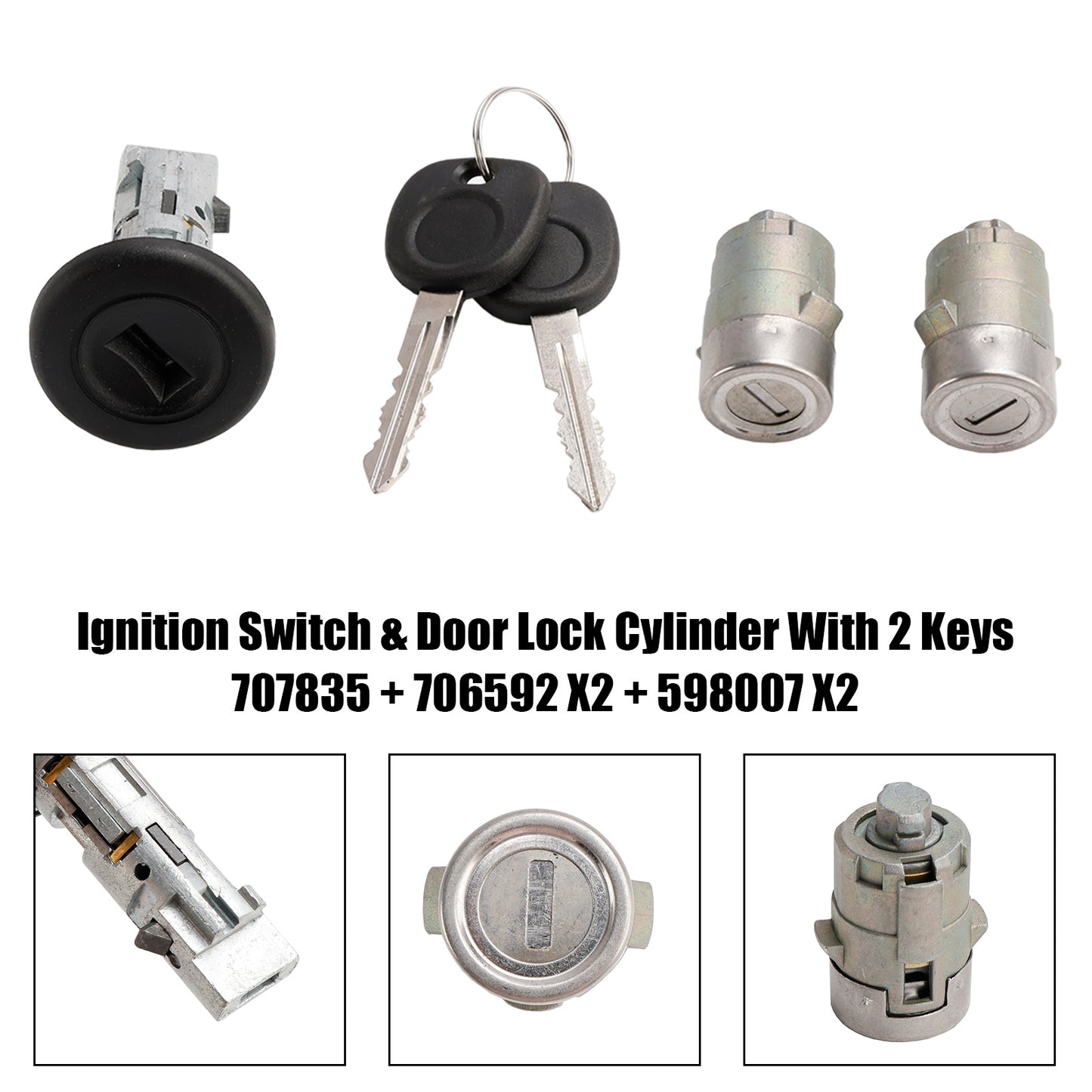 2004-2006 Chevrolet Avalanche Interruttore di accensione e cilindro della serratura della porta con 2 chiavi 707835 706592 598007