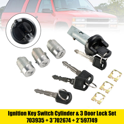1998-1999 Chevry Tahoe Suburban GMC Suburban Yukon Cilindro interruttore di accensione e 3 serrature per porte con 2 chiavi