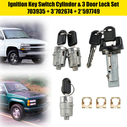 1998-1999 Chevry Tahoe Suburban GMC Suburban Yukon Cilindro interruttore di accensione e 3 serrature per porte con 2 chiavi